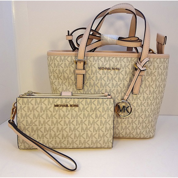 Michael Kors XSmall Jet Set Carryall + Wallet Vanilla Powder Blush - Picture 1 of 16